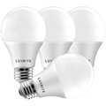 Luxrite A19 LED Light Bulbs 9W (60W Equivalent) 800LM 5000K Bright White Dimmable E26 Base 4-Pack LR21423-4PK